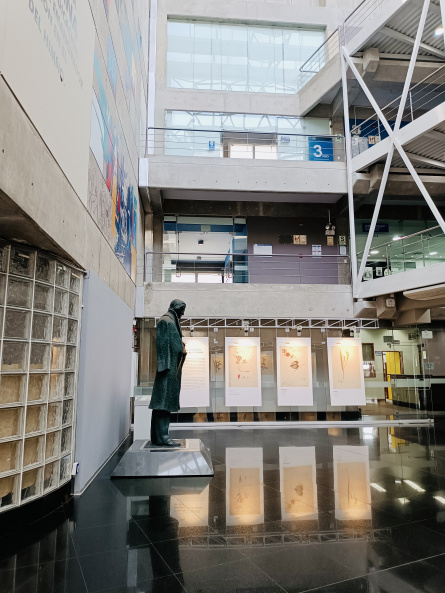 Entrance hall of the headquaters of the National Library of Peru, located in the district of San Borja in Lima